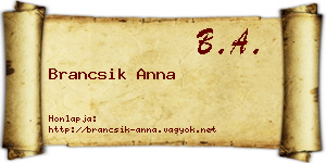 Brancsik Anna névjegykártya